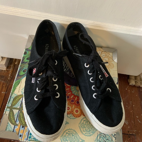 Black Superga Platforms - Picture 7 of 9